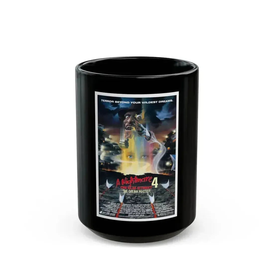 A NIGHTMARE ON ELM STREET 4 THE DREAM MASTER 1988 Movie Poster - Black Coffee Mug 15oz - Go Mug Yourself