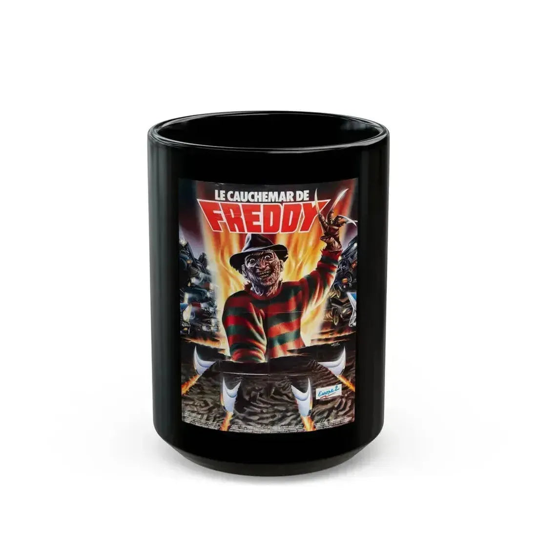 A NIGHTMARE ON ELM STREET 4 THE DREAM MASTER (FRENCH) 1988 Movie Poster - Black Coffee Mug 15oz - Go Mug Yourself
