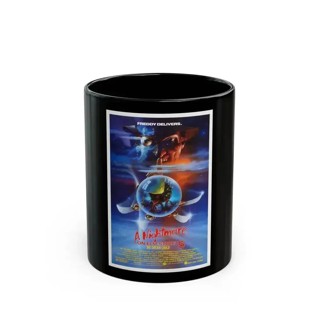 A NIGHTMARE ON ELM STREET 5 THE DREAM CHILD 1989 Movie Poster - Black Coffee Mug 11oz - Go Mug Yourself