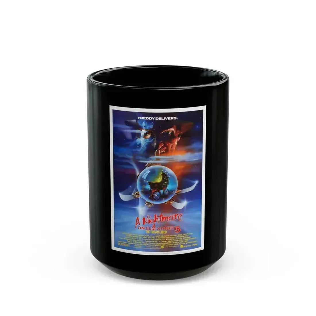 A NIGHTMARE ON ELM STREET 5 THE DREAM CHILD 1989 Movie Poster - Black Coffee Mug 15oz - Go Mug Yourself