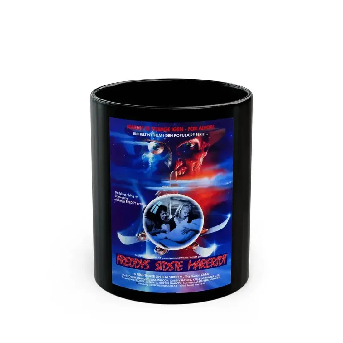 A NIGHTMARE ON ELM STREET 5 THE DREAM CHILD (DANISH) 1989 Movie Poster - Black Coffee Mug 11oz - Go Mug Yourself