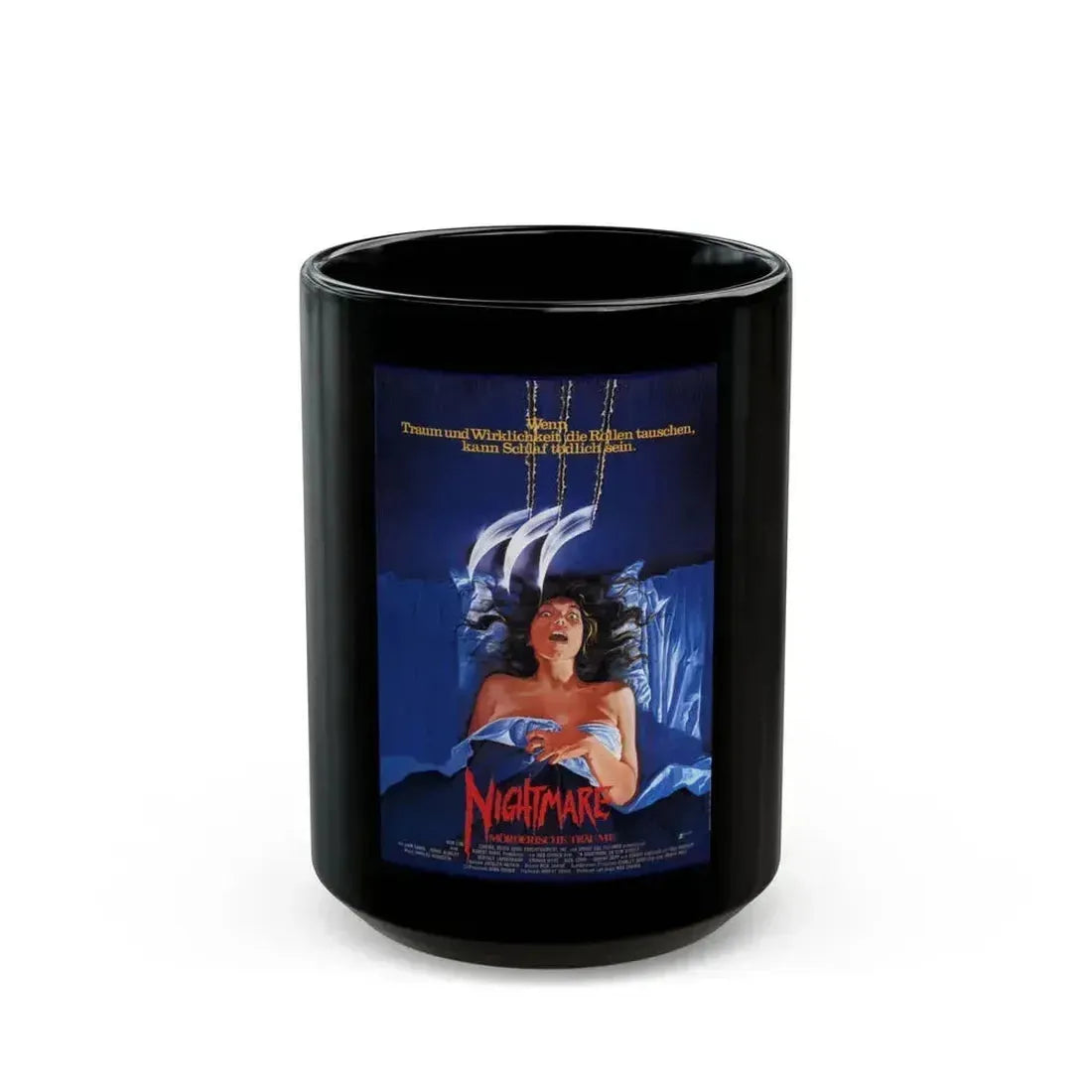 A NIGHTMARE ON ELM STREET (GERMAN) 1984 Movie Poster - Black Coffee Mug 15oz - Go Mug Yourself