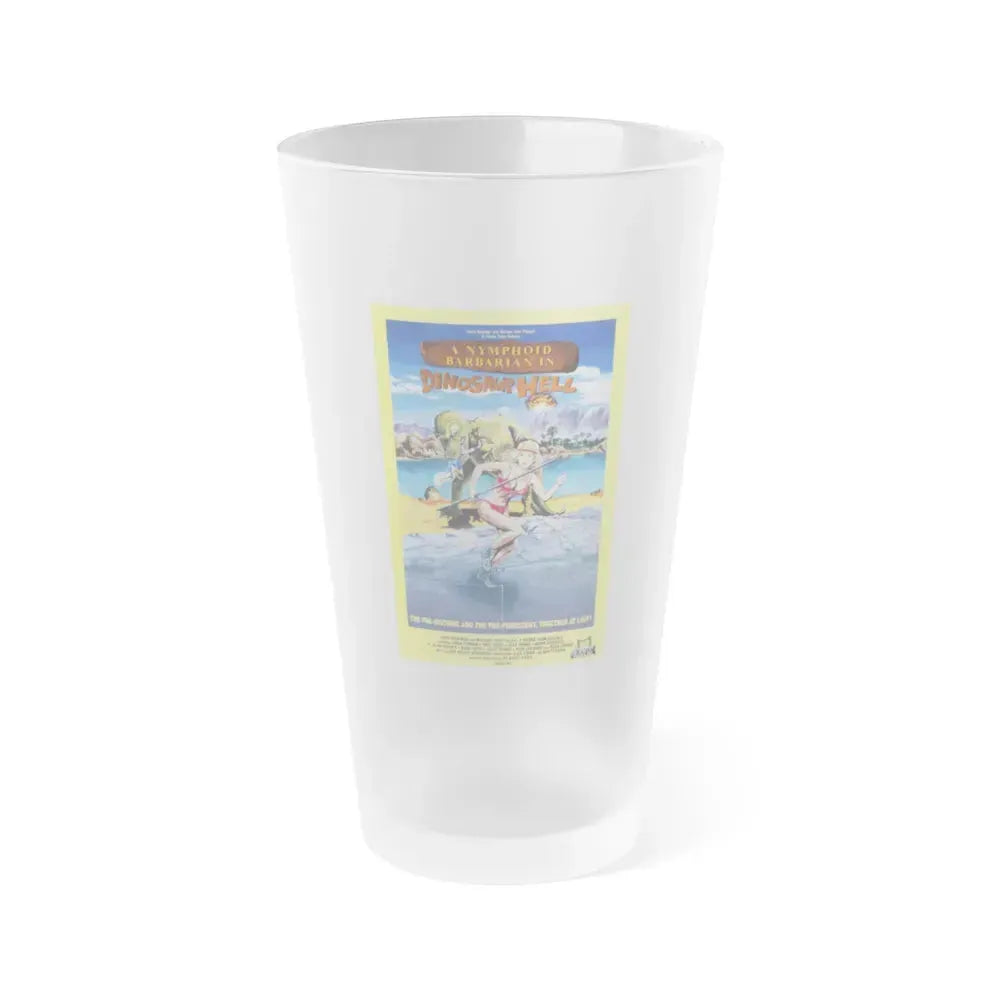 A NYMPHOID BARBARIAN IN DINOSAUR HELL 1990 Movie Poster - Frosted Pint Glass 16oz 16oz Frosted - Go Mug Yourself