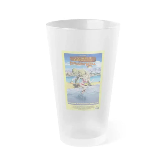 A NYMPHOID BARBARIAN IN DINOSAUR HELL 1990 Movie Poster - Frosted Pint Glass 16oz 16oz Frosted - Go Mug Yourself