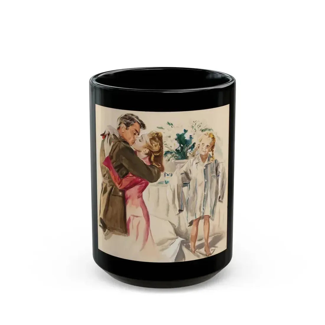 A Passionate Kiss, magazine story illustration - Black Coffee Mug 15oz - Go Mug Yourself