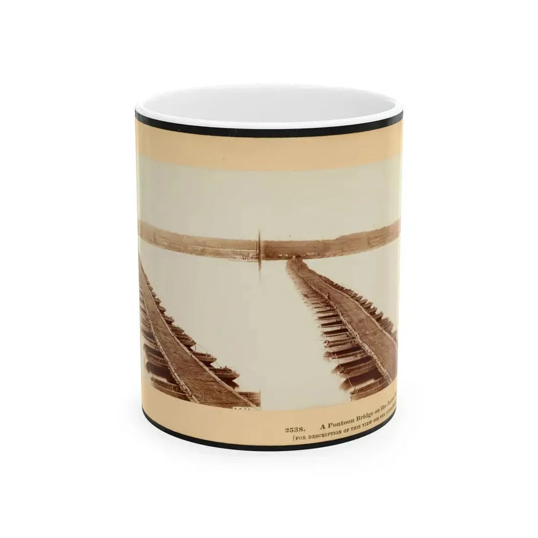 A Pontoon Bridge On The James River (U.S. Civil War) White Coffee Mug 11oz - Go Mug Yourself
