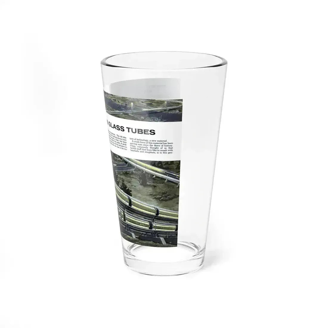 A-Powered Trains In Glass Tubes, 1956 (Magazine Illustration) Pint Glass 16oz - Go Mug Yourself