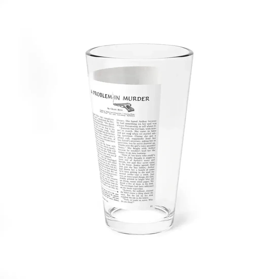 A Problem In Murder, Coronet magazine, September 1947 (Magazine Illustration) Pint Glass 16oz - Go Mug Yourself