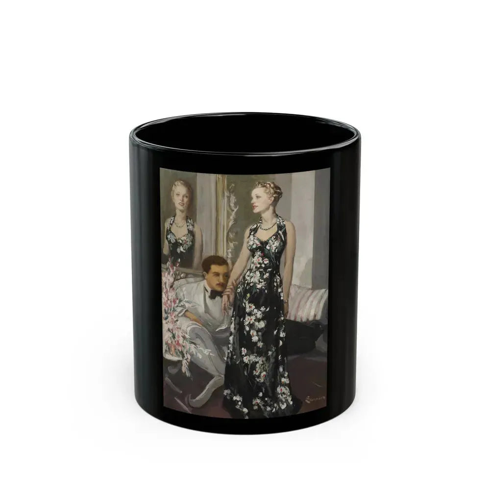 A Reflection of Beauty, magazine story illustration, circa 1930s - Black Coffee Mug 11oz - Go Mug Yourself