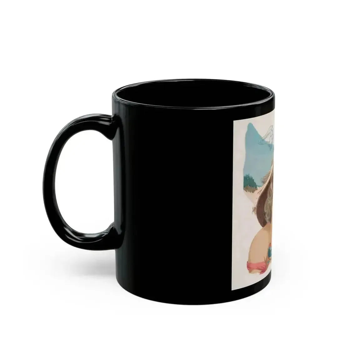 A Romance by the Beach, story illustration - Black Coffee Mug - Go Mug Yourself
