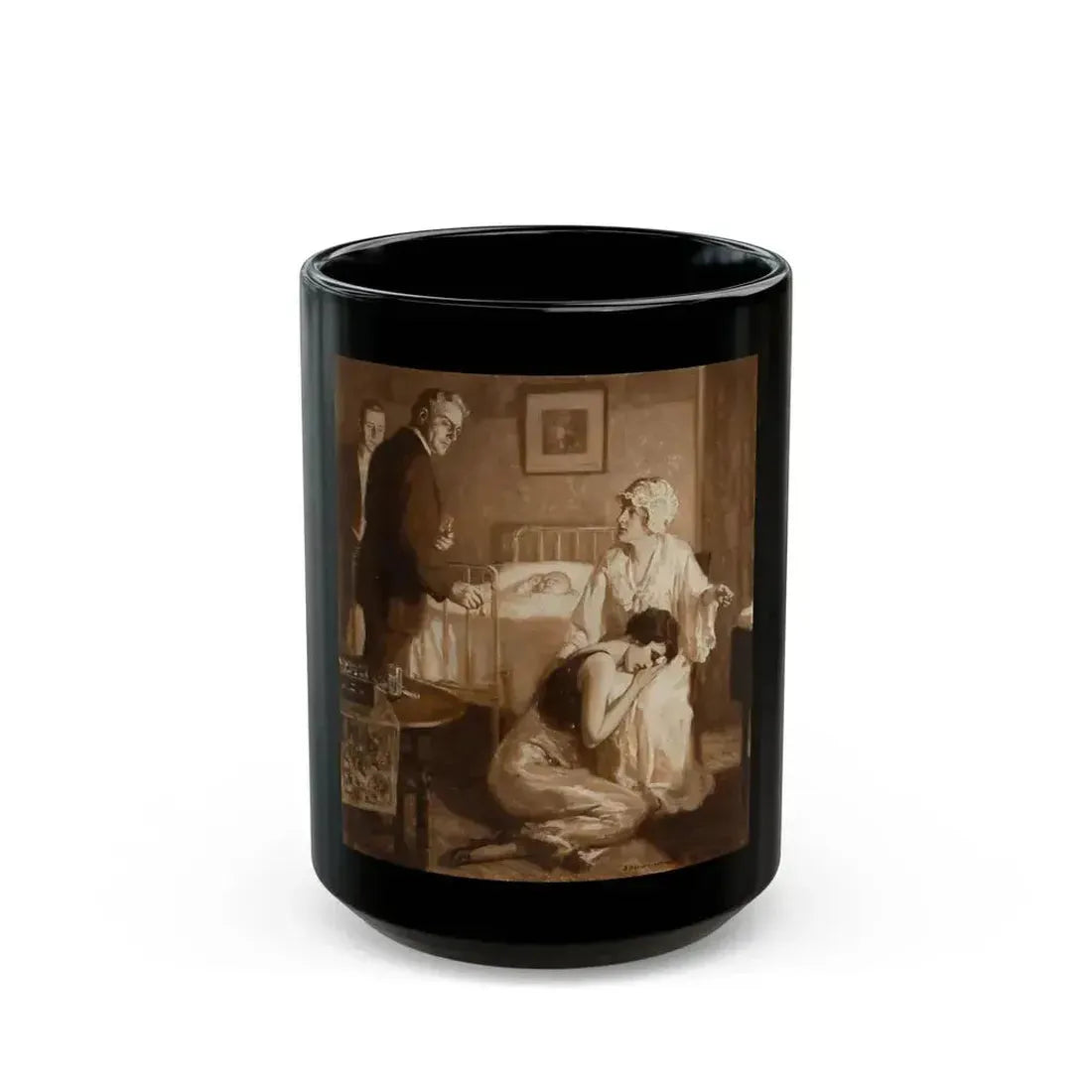 A Sad Time, interior story illustration - Black Coffee Mug 15oz - Go Mug Yourself