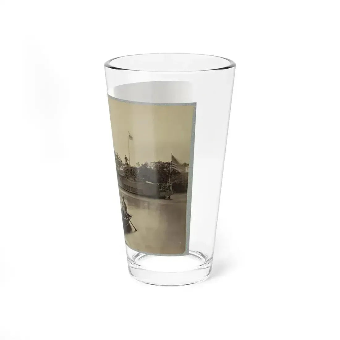 A Sailor Sits In A Small Boat In The Foreground With A Side Wheeler In The Rear (U.S. Civil War) Pint Glass 16oz - Go Mug Yourself