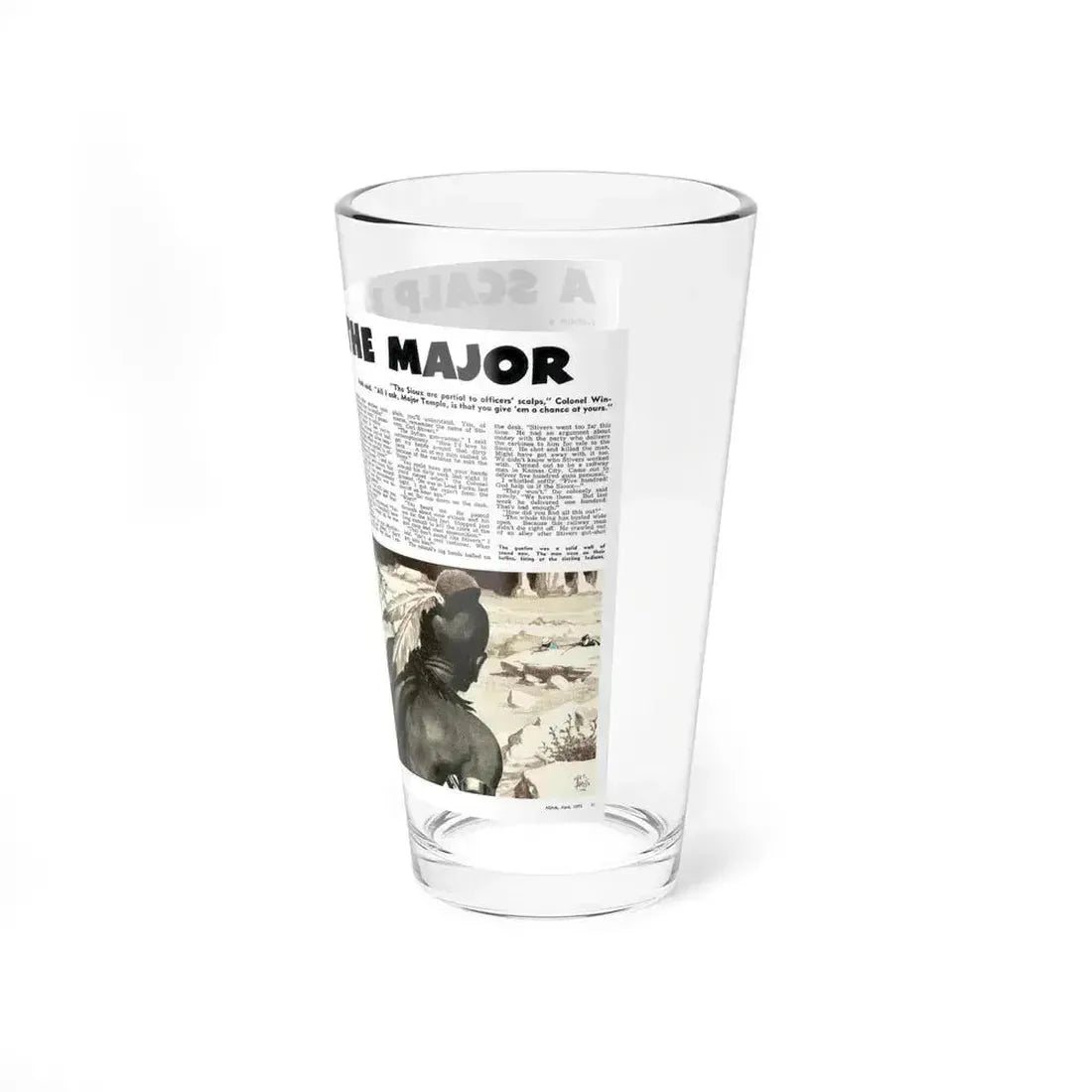 A Scalp For The Major, Adam magazine, April 1955 (Magazine Illustration) Pint Glass 16oz - Go Mug Yourself