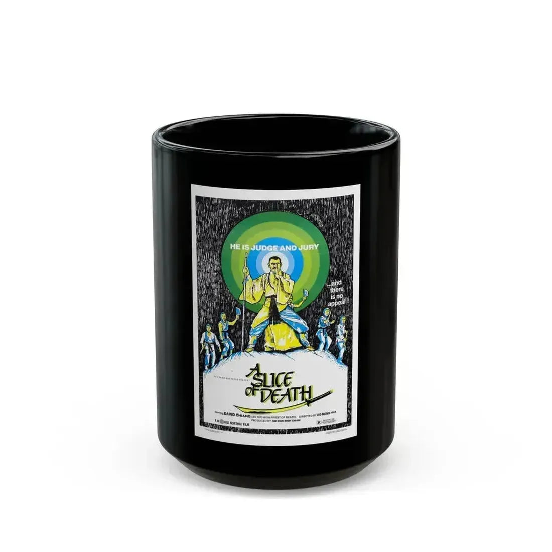 A SLICE OF DEATH 1979 Movie Poster - Black Coffee Mug 15oz - Go Mug Yourself