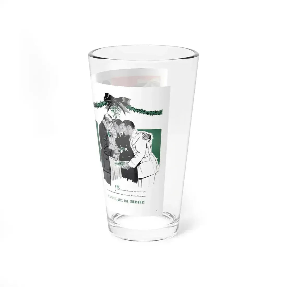 A Special Kiss for Christmas, Cosmopolitan, January 1944 (Magazine Illustration) Pint Glass 16oz - Go Mug Yourself