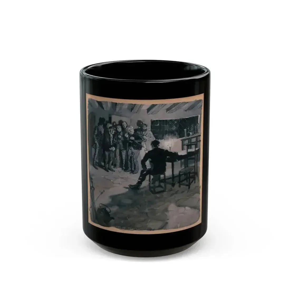 A Surprise Visit, probable magazine story illustration - Black Coffee Mug 15oz - Go Mug Yourself