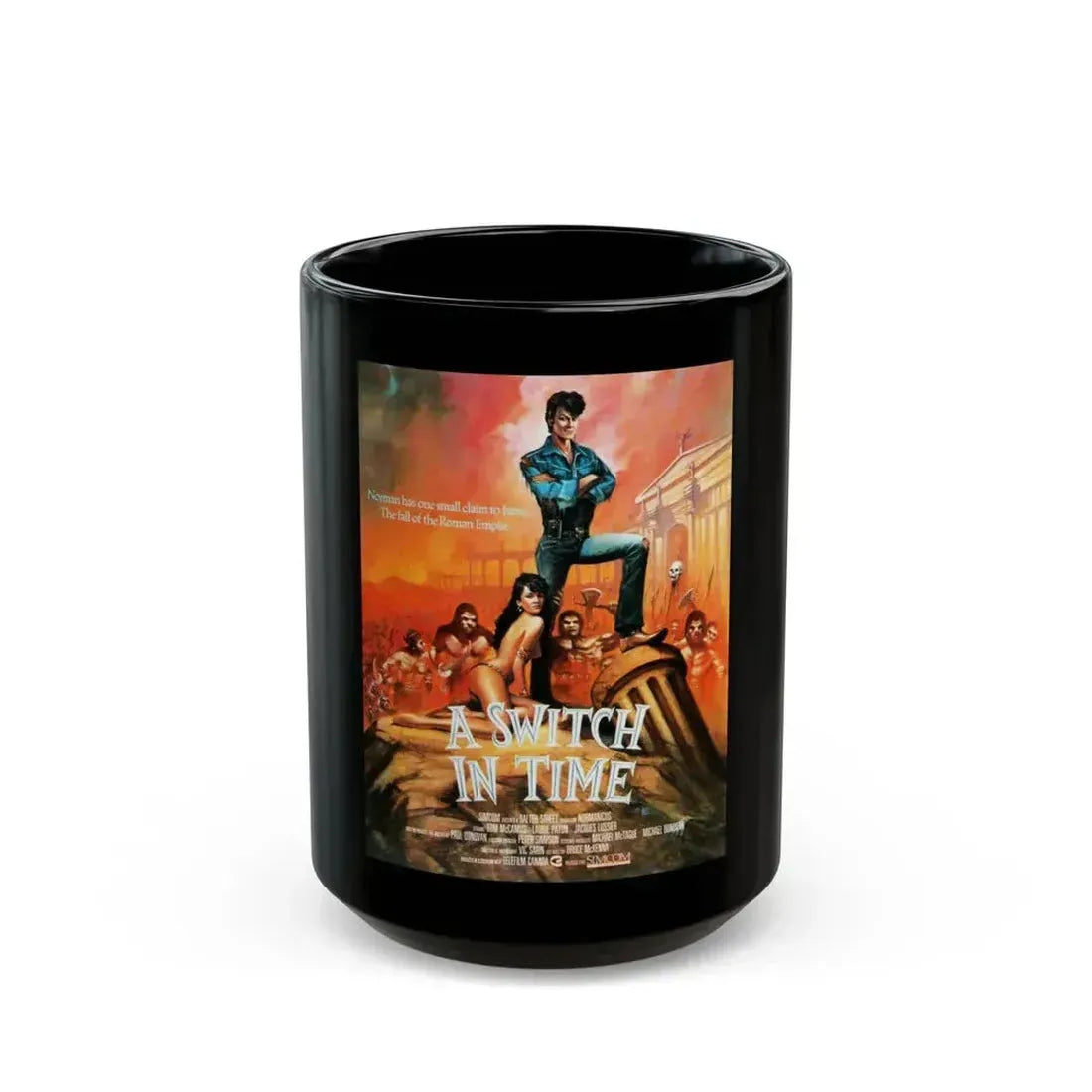A SWITCH IN TIME (NORMAN'S AWESOME EXPERIENCE) 1988 Movie Poster - Black Coffee Mug 15oz - Go Mug Yourself