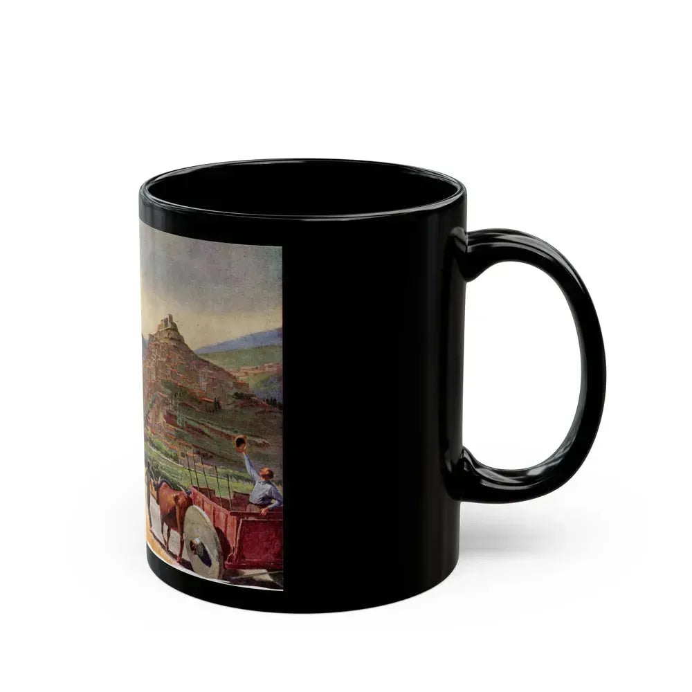 A TWA Starliner On The Road To Rome, The Saturday Evening Post advertisement, October 4, 1947 - Black Coffee Mug - Go Mug Yourself