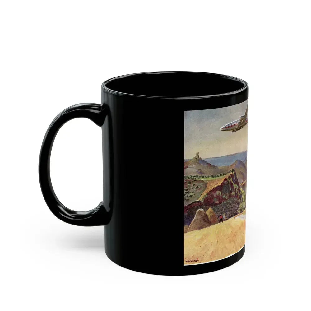 A TWA Starliner On The Road To Rome, The Saturday Evening Post advertisement, October 4, 1947 - Black Coffee Mug - Go Mug Yourself