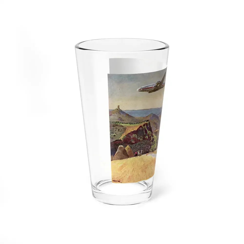 A TWA Starliner On The Road To Rome, The Saturday Evening Post advertisement, October 4, 1947 (Magazine Illustration) Pint Glass 16oz - Go Mug Yourself