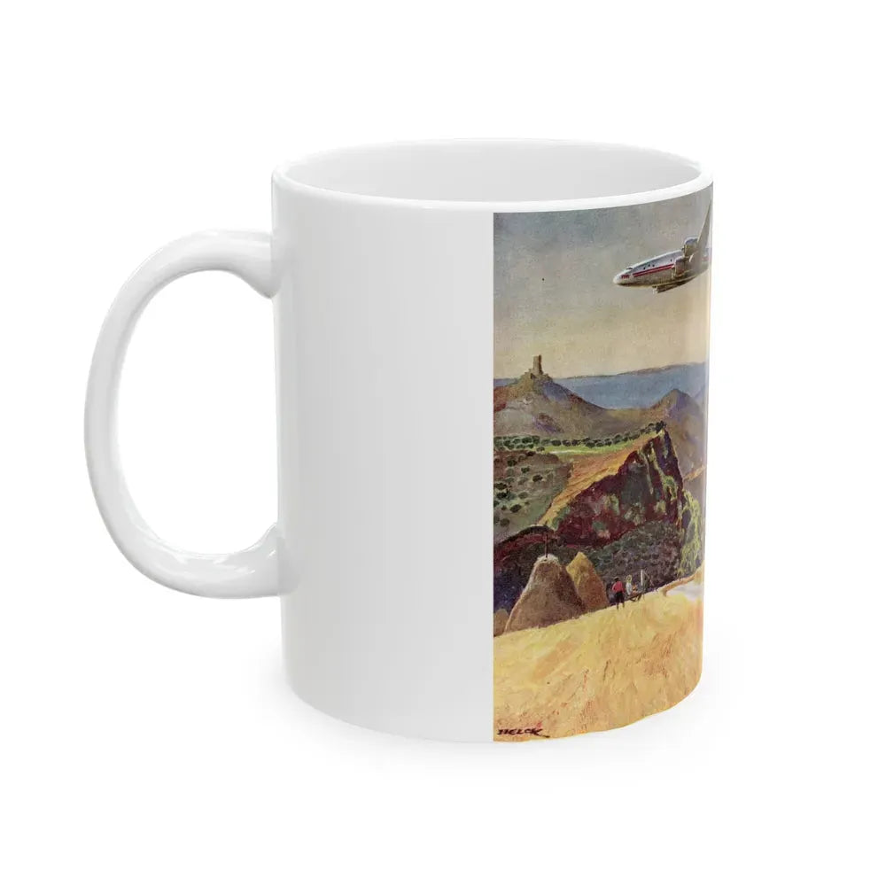 A TWA Starliner On The Road To Rome, The Saturday Evening Post advertisement, October 4, 1947 - White Coffee Mug - Go Mug Yourself