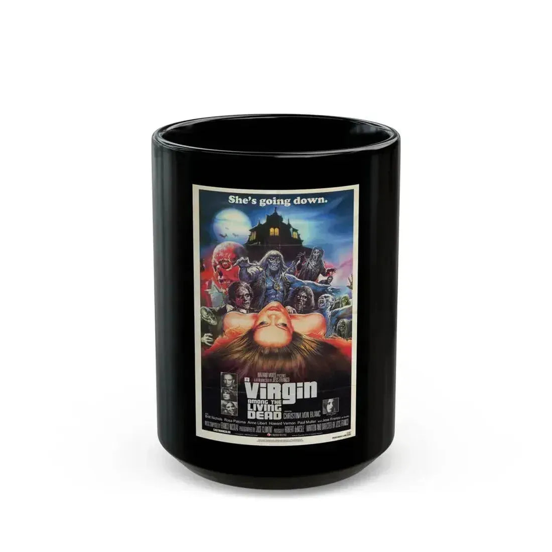 A VIRGIN AMONG THE LIVING DEAD (RETRO) 1973 Movie Poster - Black Coffee Mug 15oz - Go Mug Yourself