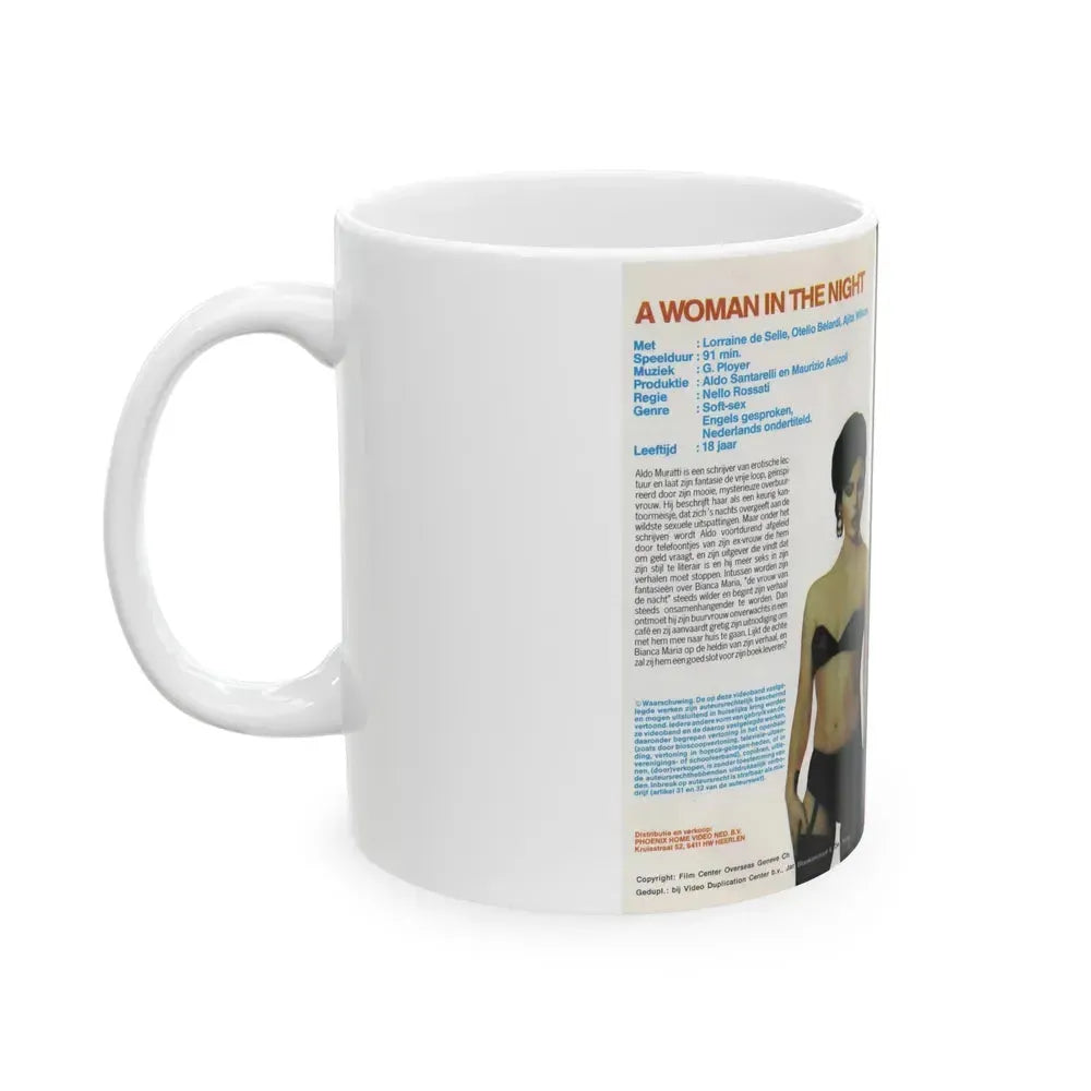 A WOMAN IN THE NIGHT (VHS COVER) - White Coffee Mug - Go Mug Yourself