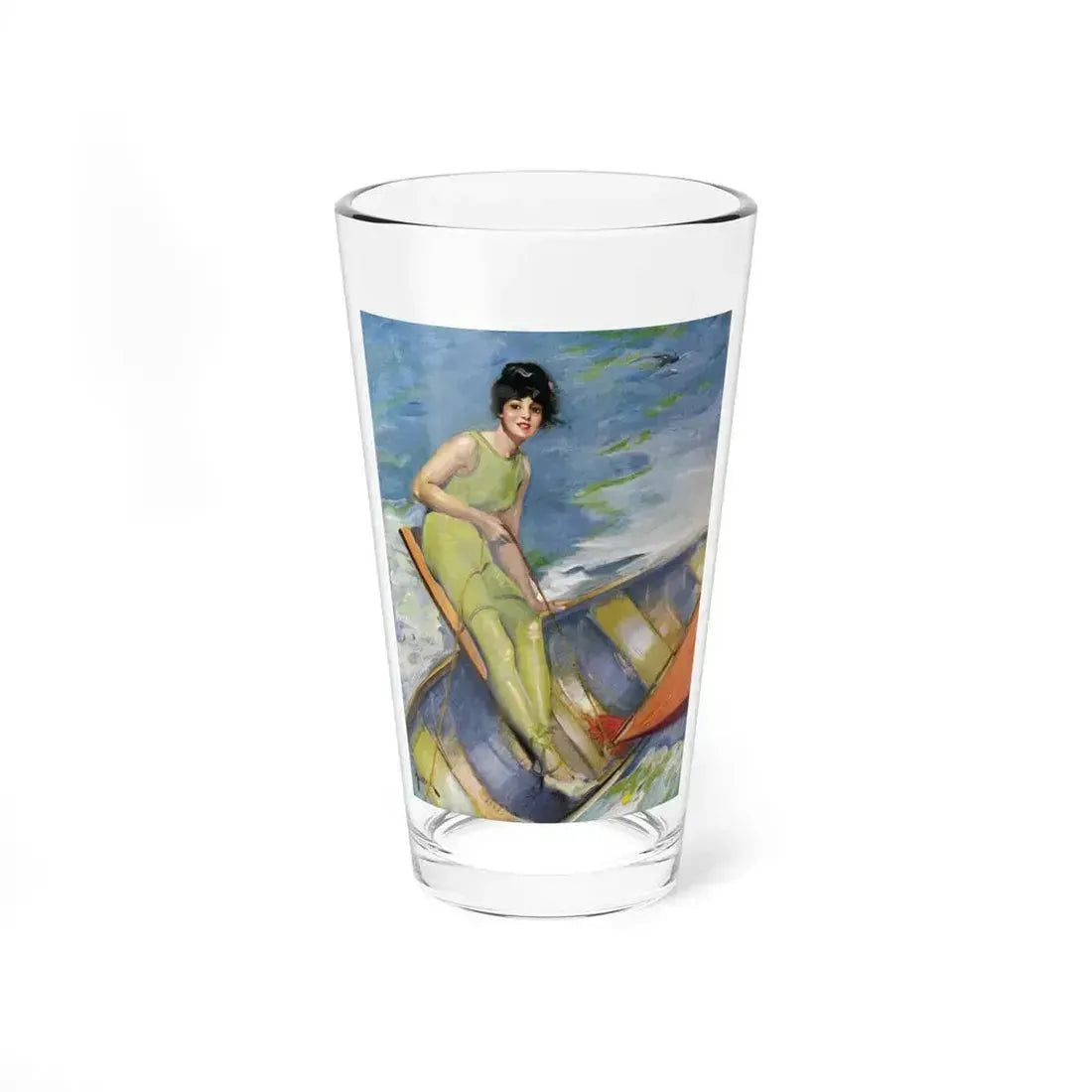 A Woman Sailing, illustration, 1914 (Magazine Illustration) Pint Glass 16oz 16oz - Go Mug Yourself