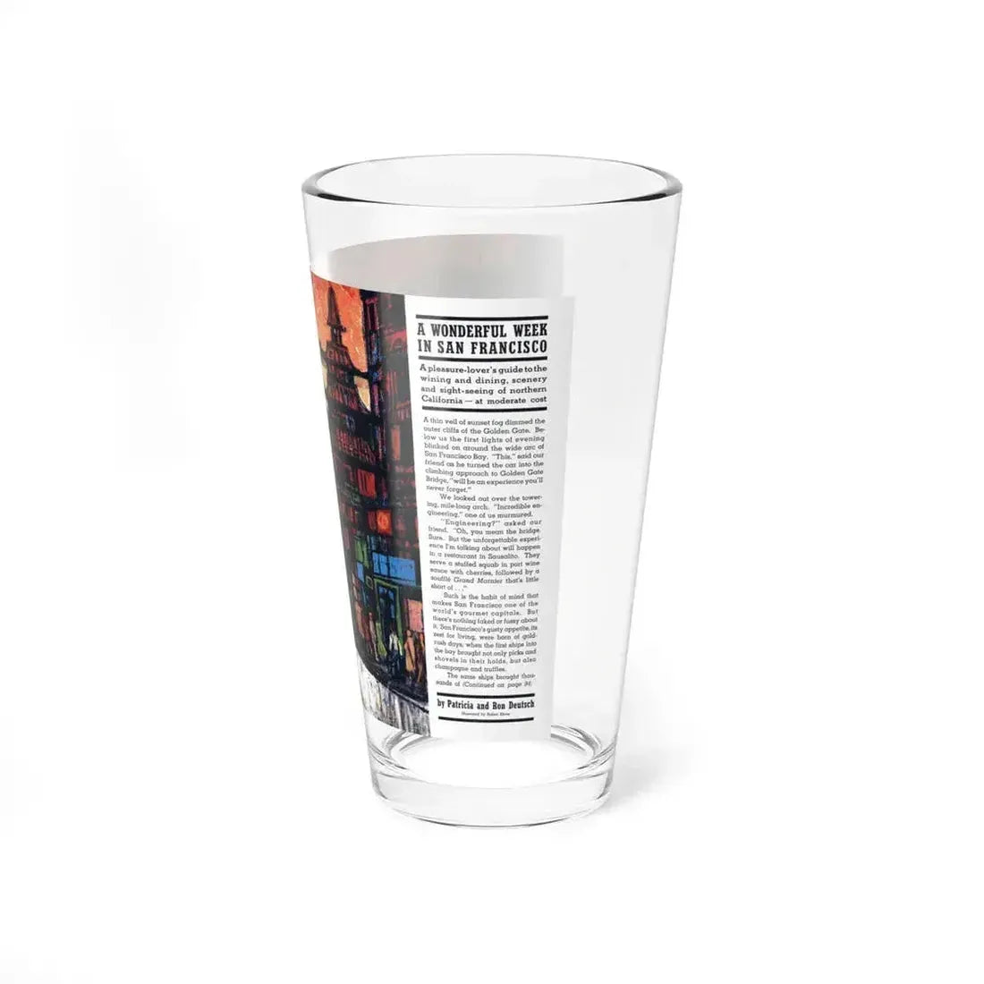 A Wonderful Week in San Francisco, Redbook, January 1961 (Magazine Illustration) Pint Glass 16oz - Go Mug Yourself