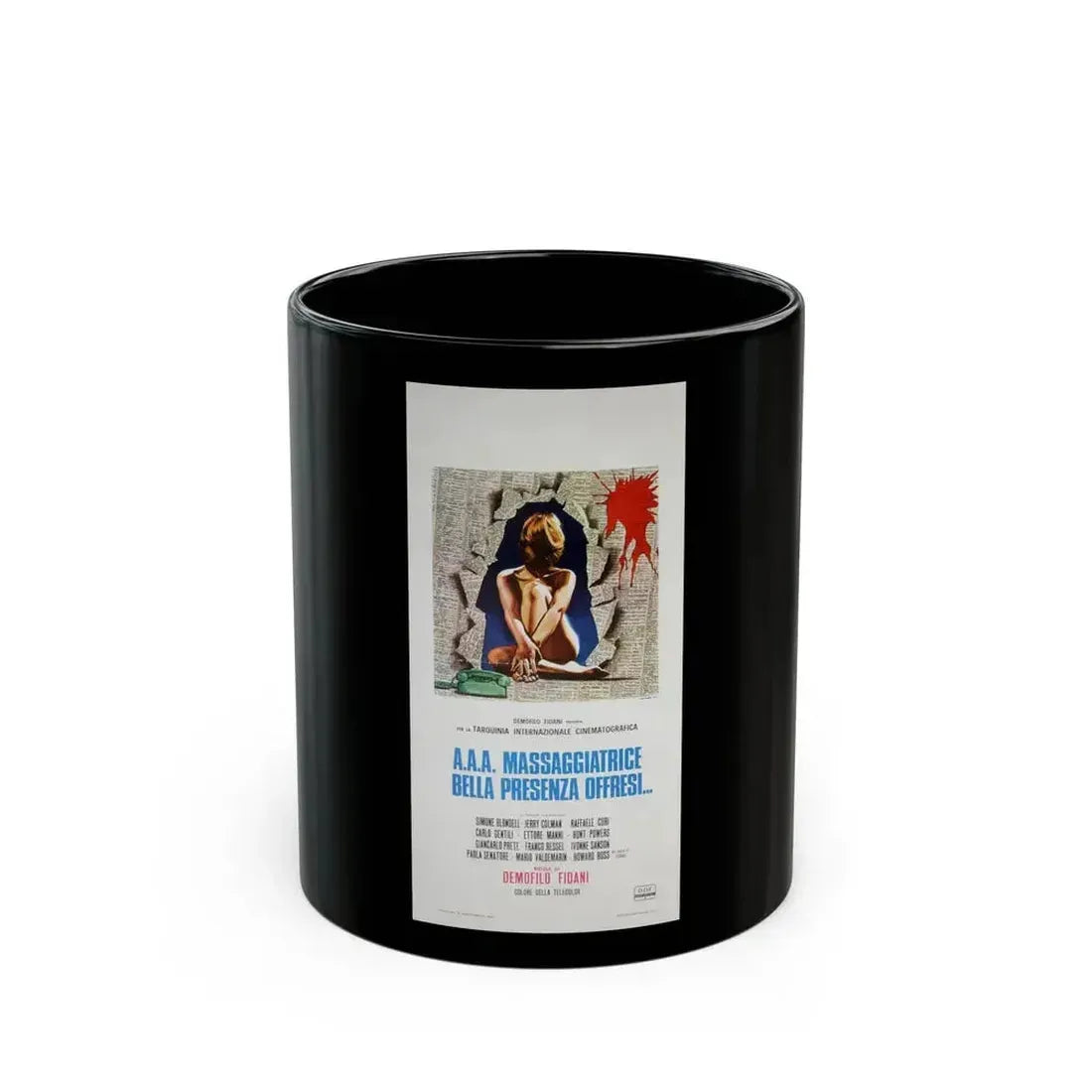 A.A.A. MASSEUSE, GOOD-LOOKING, OFFERS HER SERVICES 1972 Movie Poster - Black Coffee Mug 11oz - Go Mug Yourself