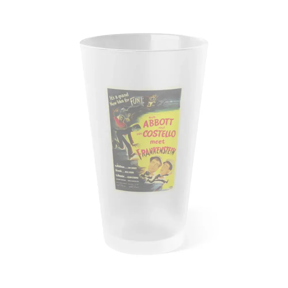 ABBOT AND COSTELLO MEET FRANKENSTEIN 1948 Movie Poster - Frosted Pint Glass 16oz 16oz Frosted - Go Mug Yourself