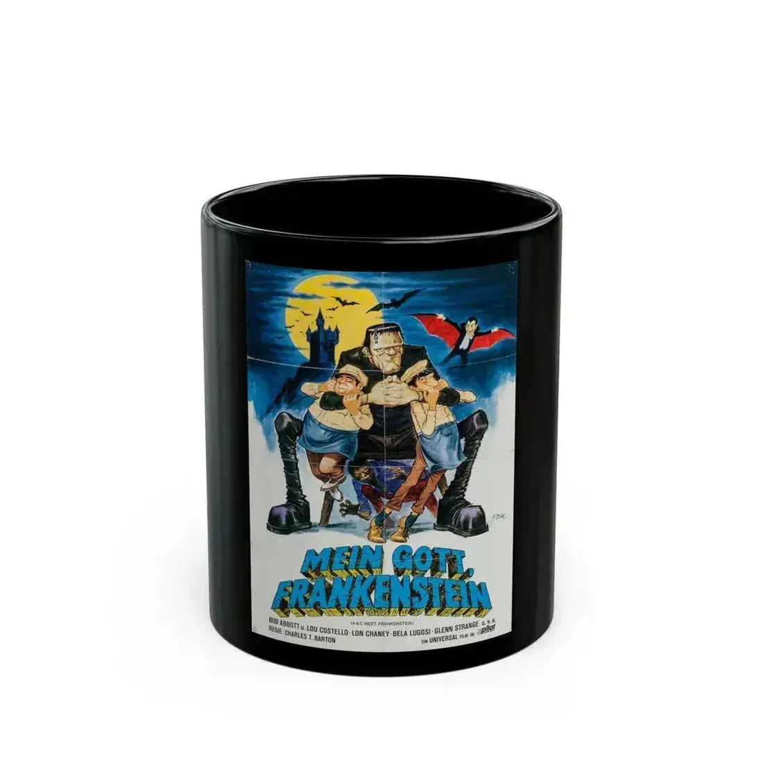 ABBOTT AND COSTELLO MEET FRANKENSTEIN (GERMAN) 1948 Movie Poster - Black Coffee Mug 11oz - Go Mug Yourself