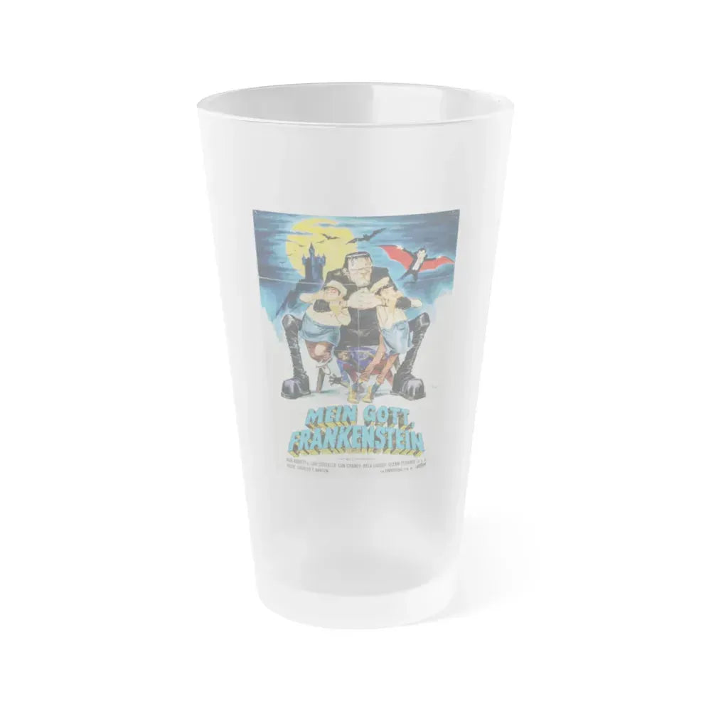 ABBOTT AND COSTELLO MEET FRANKENSTEIN (GERMAN) 1948 Movie Poster - Frosted Pint Glass 16oz 16oz Frosted - Go Mug Yourself