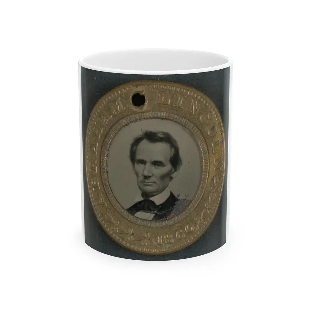 Abraham Lincoln-Hannibel Hamlin Campaign Button For 1860 Presidential Election (U.S. Civil War) White Coffee Mug 11oz - Go Mug Yourself