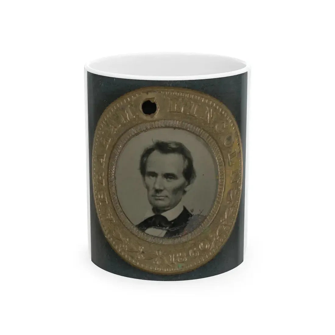 Abraham Lincoln-Hannibel Hamlin Campaign Button For 1860 Presidential Election (U.S. Civil War) White Coffee Mug 11oz - Go Mug Yourself