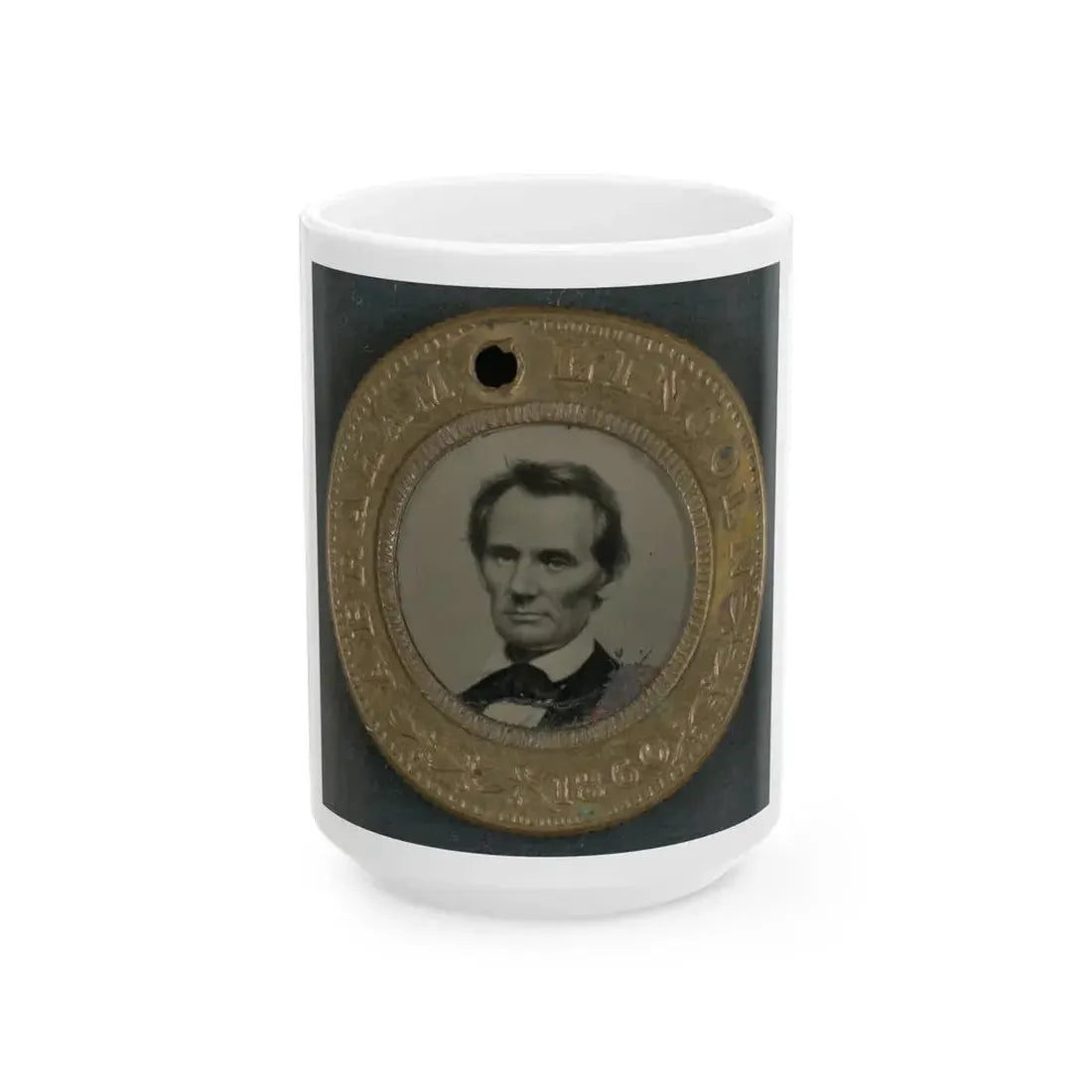 Abraham Lincoln-Hannibel Hamlin Campaign Button For 1860 Presidential Election (U.S. Civil War) White Coffee Mug 15oz - Go Mug Yourself
