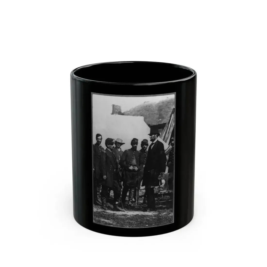 Abraham Lincoln On Battlefield At Antietam, Maryland, Cropped Version That Highlights Mclellan And Lincoln (U.S. Civil War) Black Coffee Mug 11oz - Go Mug Yourself