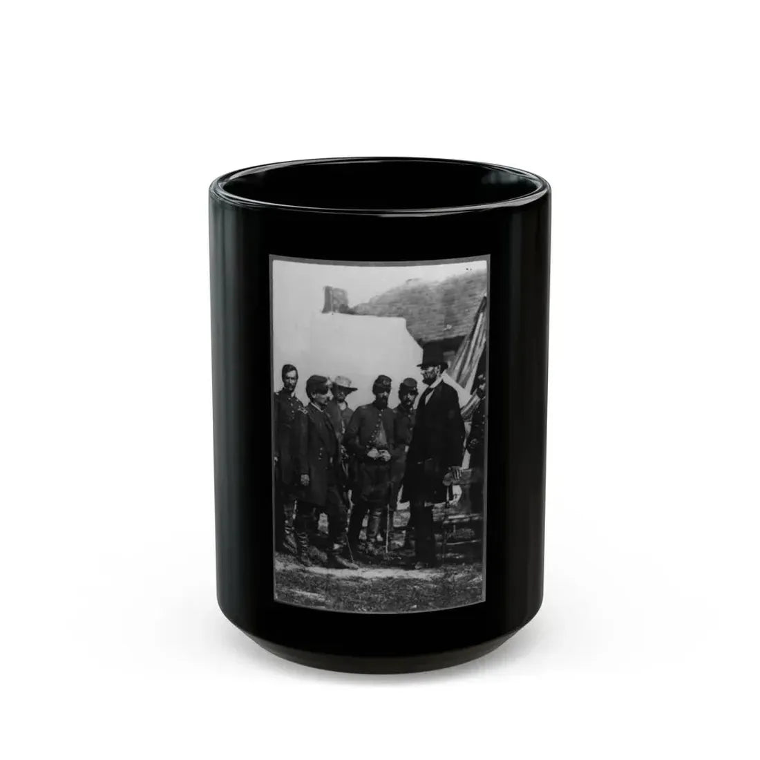 Abraham Lincoln On Battlefield At Antietam, Maryland, Cropped Version That Highlights Mclellan And Lincoln (U.S. Civil War) Black Coffee Mug 15oz - Go Mug Yourself