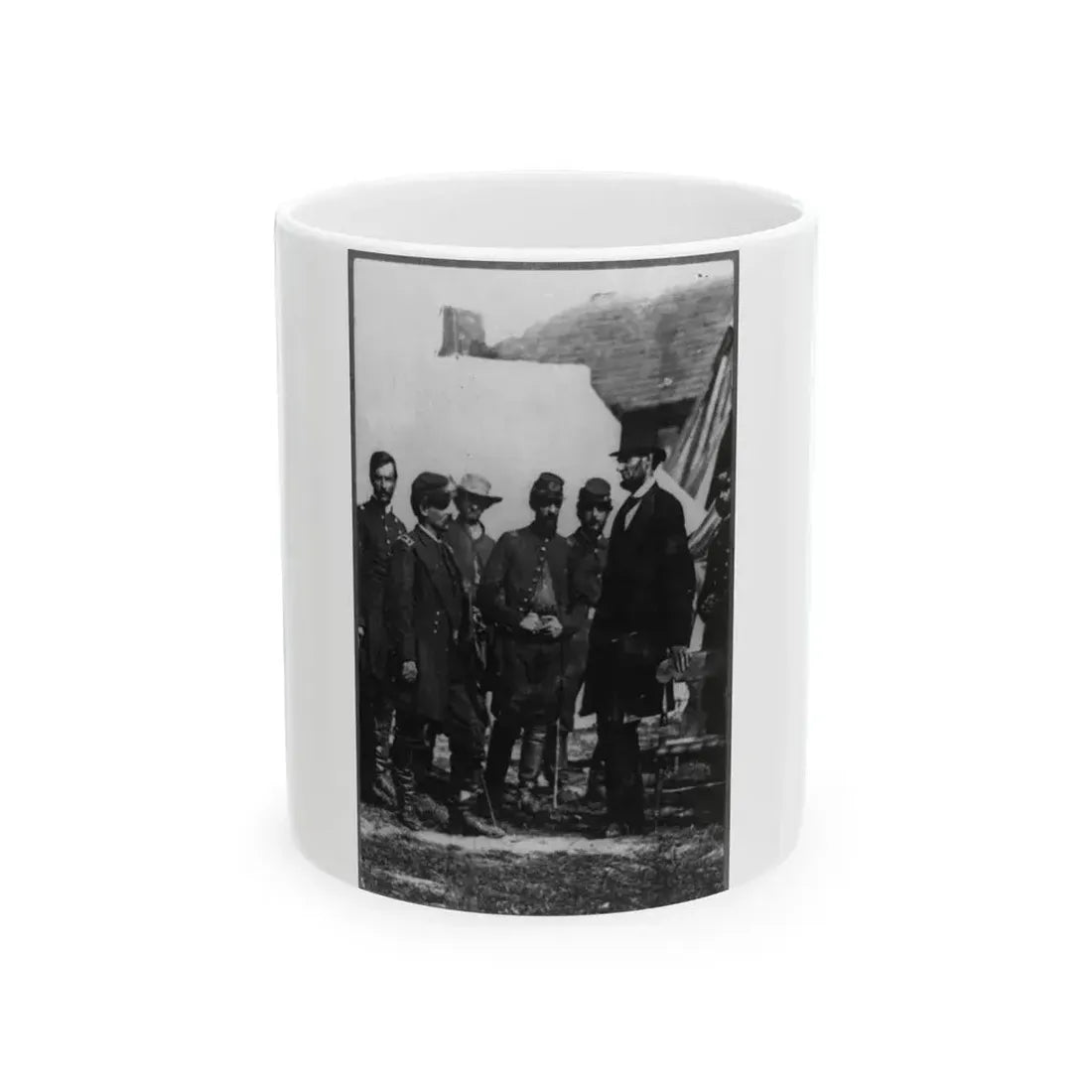 Abraham Lincoln On Battlefield At Antietam, Maryland, Cropped Version That Highlights Mclellan And Lincoln (U.S. Civil War) White Coffee Mug 11oz - Go Mug Yourself