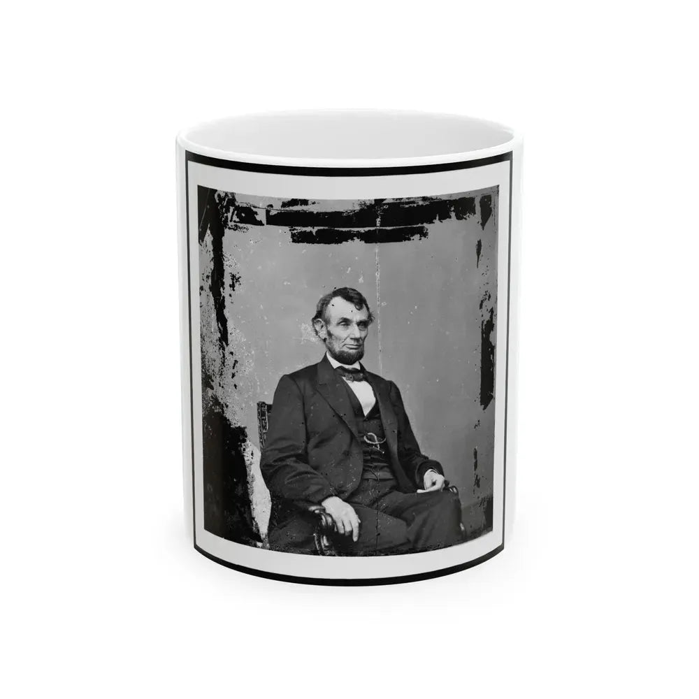 Abraham Lincoln, President Of The United States, Three-Quarter Length Portrait, Seated, Facing Right (U.S. Civil War) White Coffee Mug 11oz - Go Mug Yourself