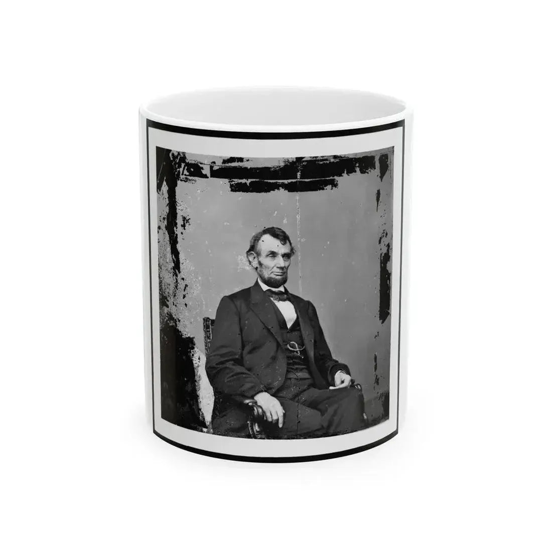 Abraham Lincoln, President Of The United States, Three-Quarter Length Portrait, Seated, Facing Right (U.S. Civil War) White Coffee Mug 11oz - Go Mug Yourself