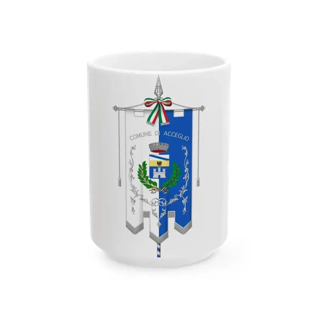 Acceglio-Gonfalone (Italy) White Coffee Mug 15oz - Go Mug Yourself