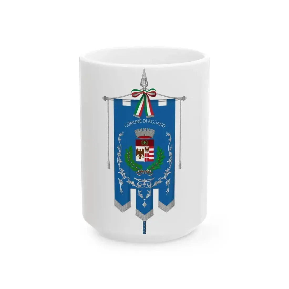 Acciano-Gonfalone (Italy) White Coffee Mug 15oz - Go Mug Yourself