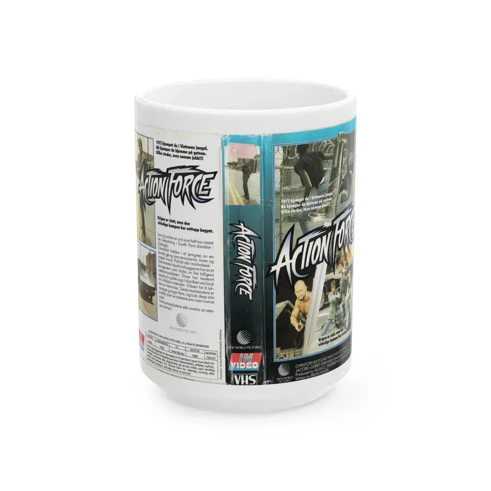 ACTION FORCE (VHS COVER) - White Coffee Mug 15oz - Go Mug Yourself
