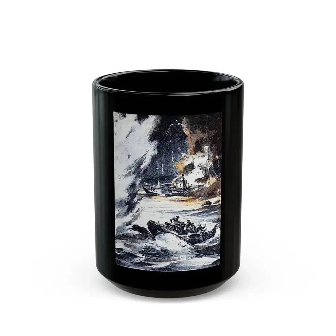 Action off Salerno (1), Blue Book Magazine, April 1948 - Black Coffee Mug 15oz - Go Mug Yourself