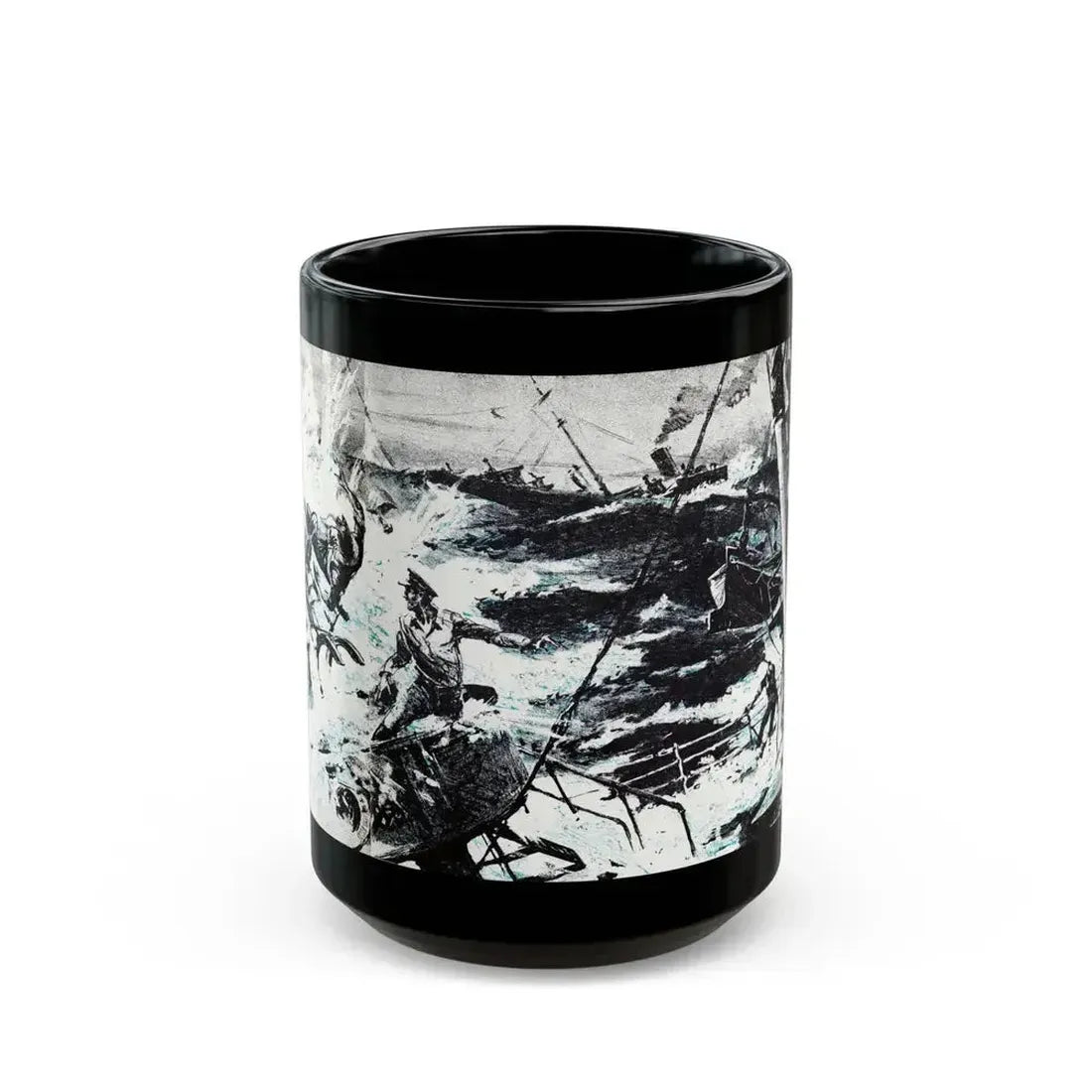 Action off Salerno (2), Blue Book Magazine, April 1948 - Black Coffee Mug 15oz - Go Mug Yourself
