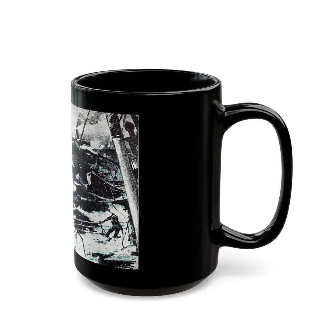 Action off Salerno (2), Blue Book Magazine, April 1948 - Black Coffee Mug - Go Mug Yourself