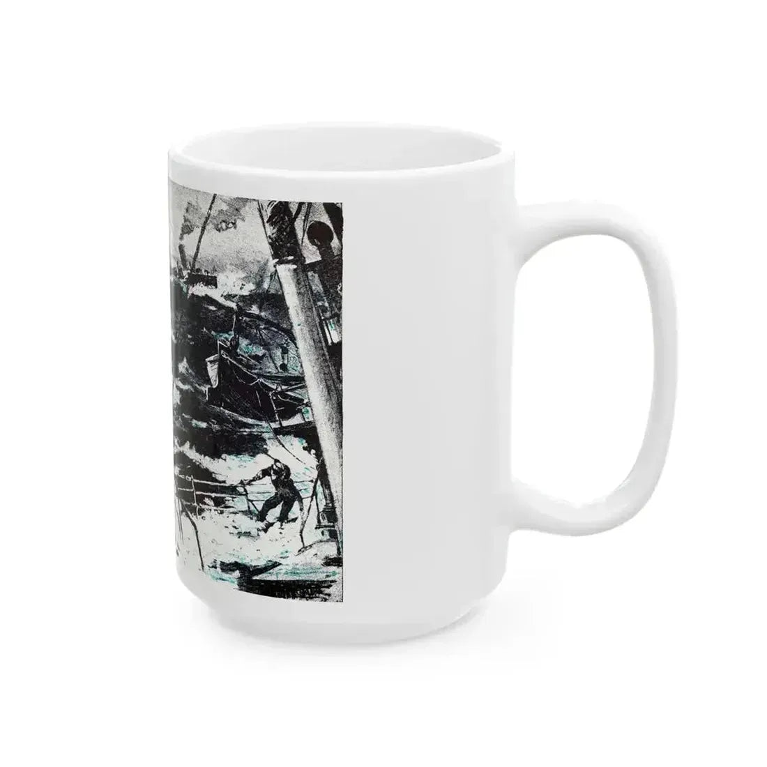 Action off Salerno (2), Blue Book Magazine, April 1948 - White Coffee Mug - Go Mug Yourself