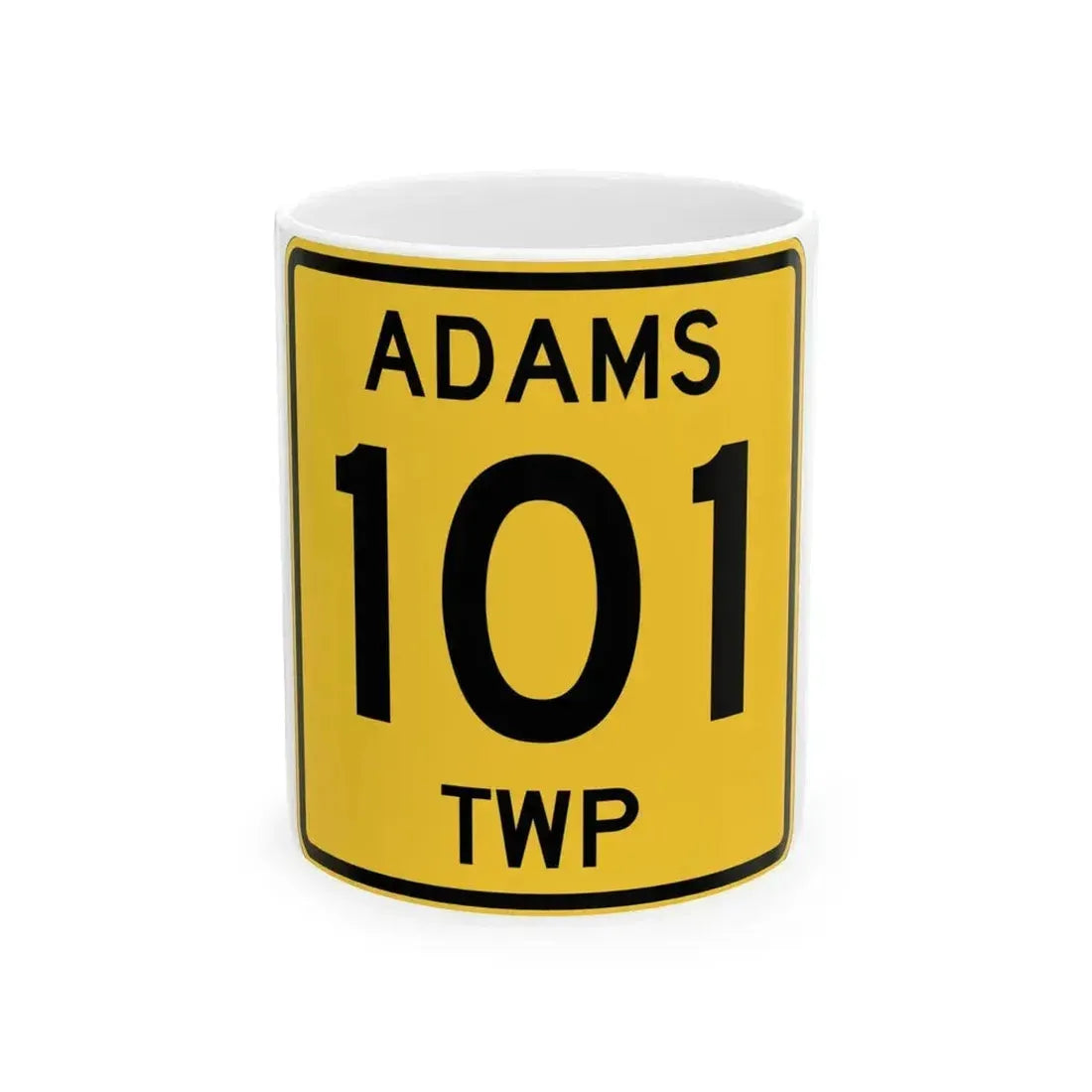 Adams Township Route 101 Coshocton County Ohio (Ohio) (Road Sign) White Coffee Mug 11oz - Go Mug Yourself