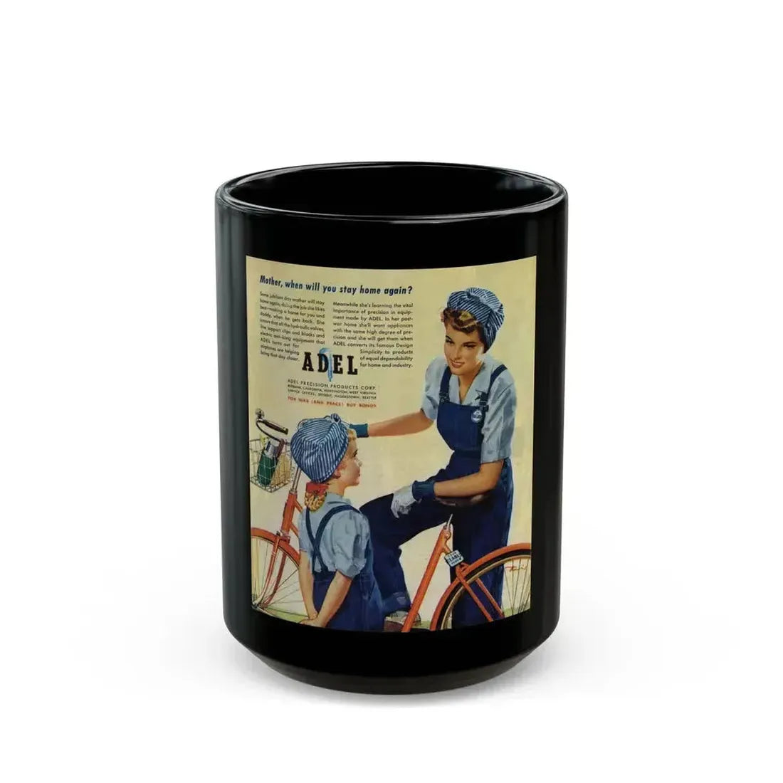 Adel advertisement, The Saturday Evening Post, May 6, 1944 - Black Coffee Mug 15oz - Go Mug Yourself